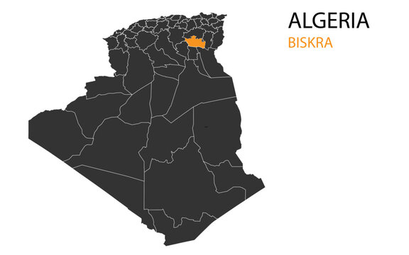 algeria png map with provinces, algeria province map, algeria Biskra