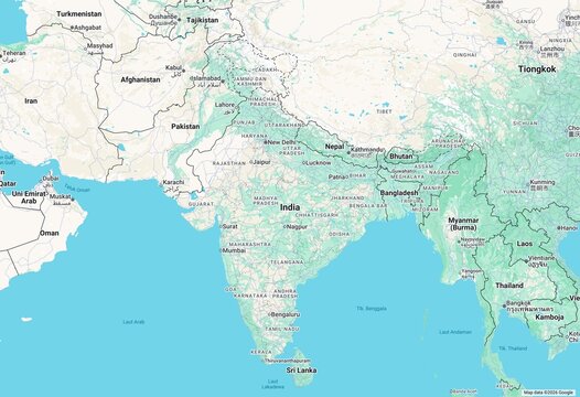 Detailed political map of South Asia with country borders and cities