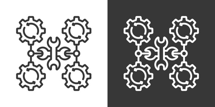 Maintenance Icon Set Vector Collection Isolated In Black And White