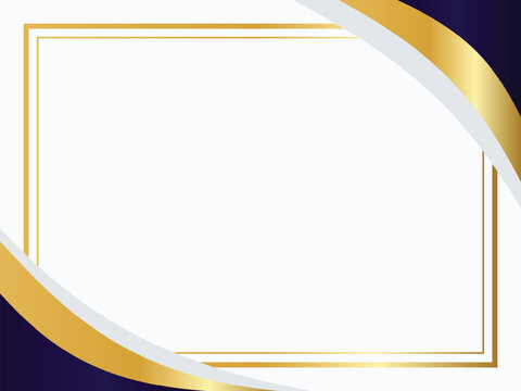 Elegant golden and deep blue frame with white space for text, perfect for certificates, invitations, or professional documents, conveying a sense of prestige and quality