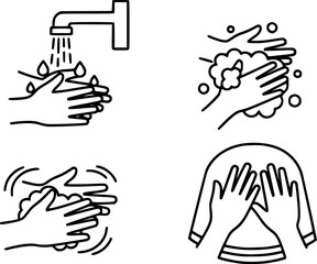 Obraz premium Wash your hands icon concept. Glyph and line vector illustrations on white background vector silhouette illustration isolated on white background 