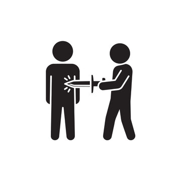 Backstabbing Icon Stick Figure Betrayal Attack Violence Warning Symbol Transparent Background