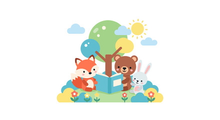Obraz premium Cartoon Fox and Bear.
