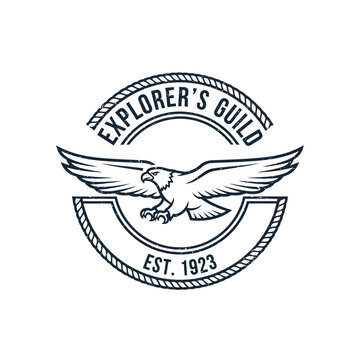 Explorers Guild Emblem with Eagle and Established Date.