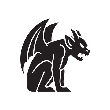Gargoyle Silhouette Icon for Gothic Architecture Fantasy Creature and Medieval Design