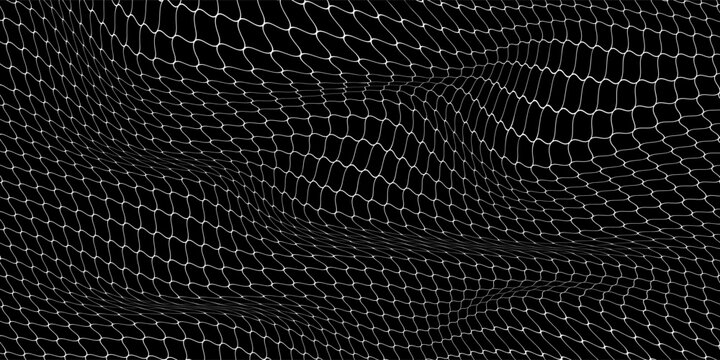 soccer ball moving in to goal net isolated on black background