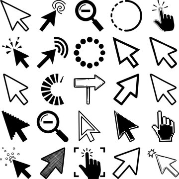 Collection of various computer mouse cursor icons and pointers