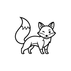 Obraz premium Cute Winking Fox Illustration Line Art.