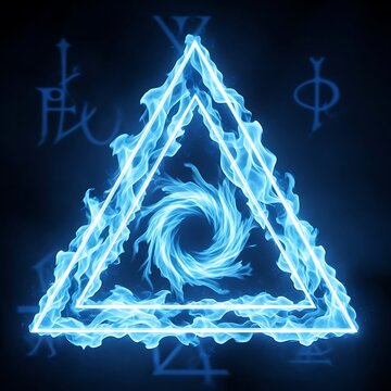 Mystical Blue Fire Triangle - A Symbol of Energy and Transformation.