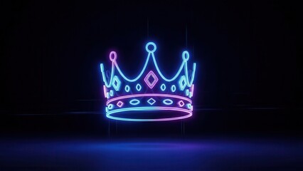 Vibrant neon crown glowing with regal elegance in a futuristic dark setting