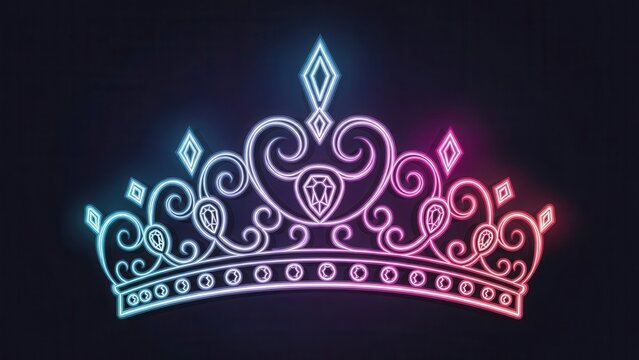 Vibrant neon glowing crown illustration showcasing modern elegance and regal brilliance