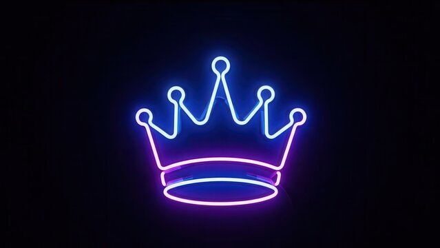 Vibrant neon glowing crown illustration against a dark background symbolizing royalty and prestige