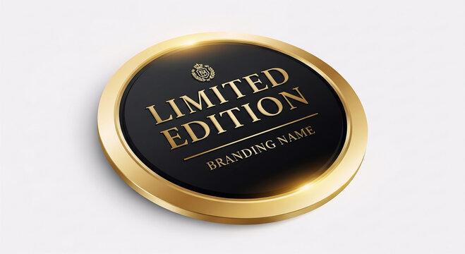 A 3D realistic metallic gold button with a black glossy center featuring the words "LIMITED EDITION" in gold serif font.