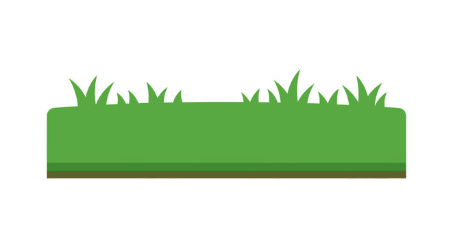 Simple green grass patch cartoon illustration with ground layer