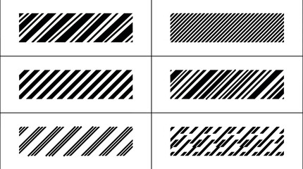 Naklejka premium Black and white diagonal striped pattern decorative rectangle vector art