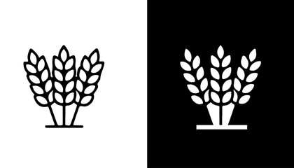 Wheat Icons: A pair of wheat icons, rendered in a striking minimalist style, symbolize abundance and the essence of nourishment and growth. The icons is designed to represent concepts of food. © iconstore