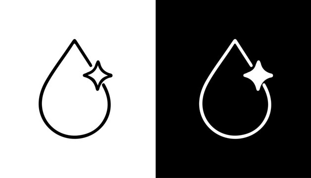 Pure Water Emblem: A minimalist and elegant emblem of a water droplet, symbolizing purity and clarity, paired with a sparkling star that adds a touch of radiance.