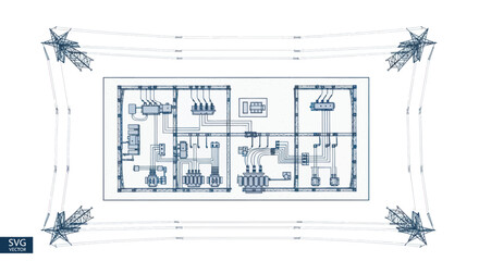 Electrical Schematics Blueprint Design, Power Distribution System © Duren