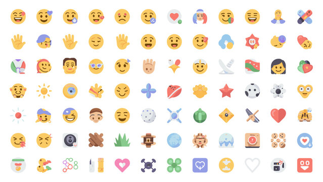 Massive Emoji Collection 2100+ EPS Icons Flat Color Emoticons UI Elements Vector Pack