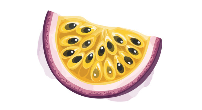 Fresh Passion Fruit Slice Isolated on White Background, Tropical Food
