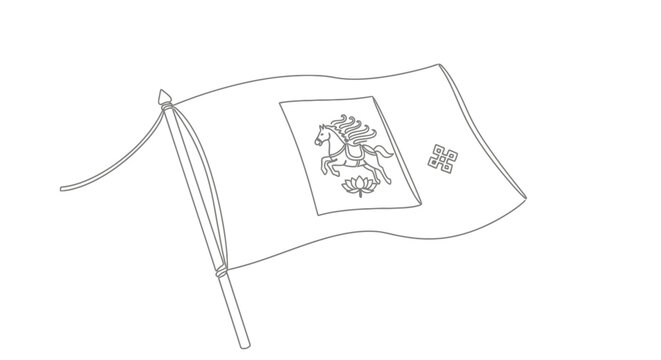 Lithuanian flag outline waving, national symbol, historical emblem, Vytis knight on horseback