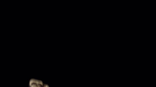 Halloween skulls falling transition, creepy horror skulls drop, spooky skeleton heads motion graphics with alpha channel