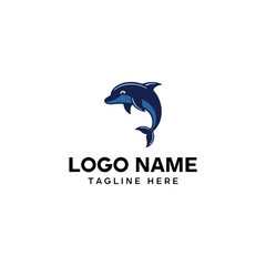 Fototapeta premium Blue Dolphin Mascot Logo Vector