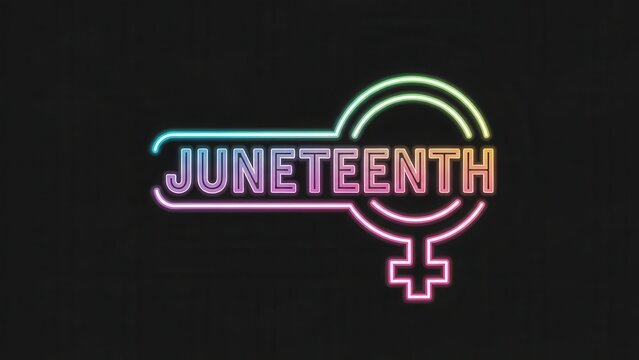 Juneteenth Neon Glow Celebration Symbolizing Freedom and Equality with Bright Colors