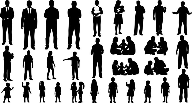 People silhouettes in elevation side view | Architecture people | silhouettes of people | 2D people | Section Elevation View | Architectural drawing people | characters