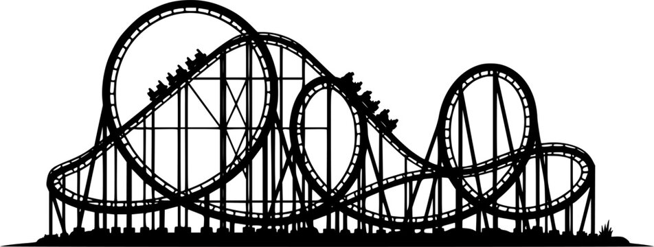 Rollercoaster silhouette vector. Rollercoaster Black flat icon illustration
