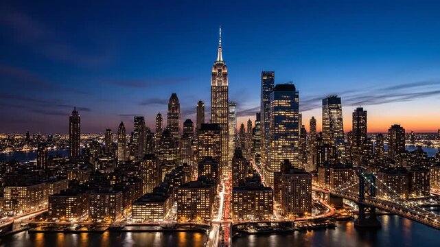 New York City Skyline at Dusk.