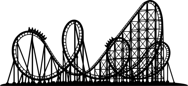 Rollercoaster silhouette vector. Rollercoaster Black flat icon illustration