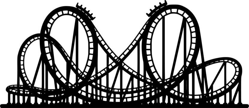Rollercoaster silhouette vector. Rollercoaster Black flat icon illustration
