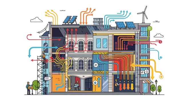 Sustainable Smart House Energy Systems Explained Cross Section.