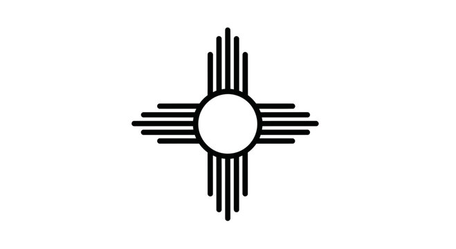New Mexico Zia Sun Symbol, Native American Icon, Minimalist Graphic