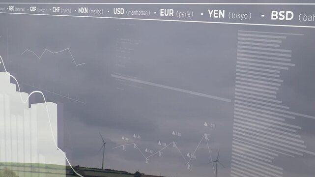 Vertical video: Ticker fade starting dash animating over fields, charts rising, visualizing markets