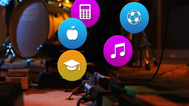 Vertical video: Yellow orb rising above pedals, icons stacking drifting upward showing ideas