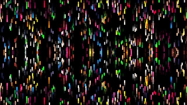 Colorful pixelated particles moving up and down with mirror effect animation