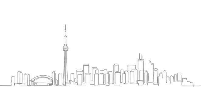 Toronto Cityscape Skyline Continuous Line Drawing