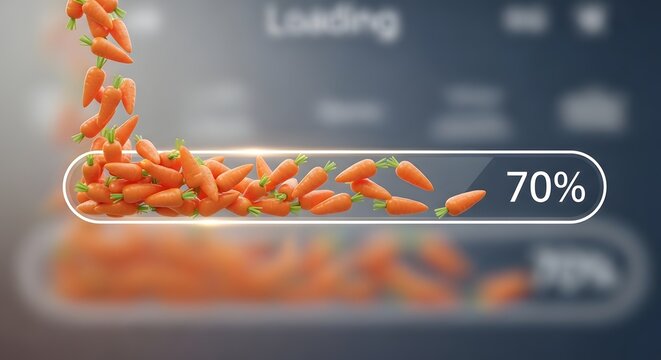 Wortel jatuh ke dalam bilah pemuatan persentase konsep aplikasi kesehatan digital pelacakan diet kemajuan nutrisi teknologi kebugaran pintar