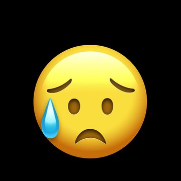 3D Animated Sad but Relieved Face Emoji (Alpha Channel)