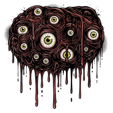 Gross eyeball cluster with dripping blood