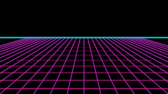Retro Synthwave Neon Grid Loop - 80s Futuristic Vaporwave Moving Forward Infinite Background