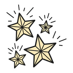 Obraz premium Hand-drawn stars with sparkle effects with each star emits radiating lines