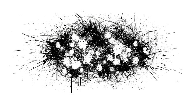 Abstract Ink Splatter Burst Black White Grunge Texture