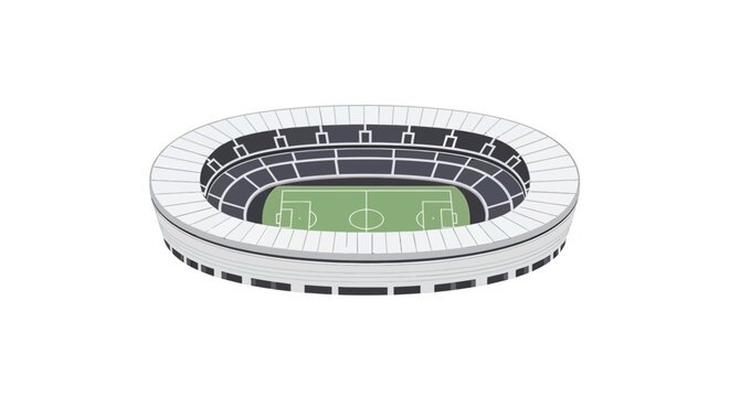 Modern Stadium Architecture with Green Field Inside.