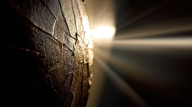 Abstract Art Texture of Hammered Metal Surface, Star-Shaped Light Reflections Forming Pattern, Metallic Sheen, Material Detail, Industrial Texture Background, Visual Impact