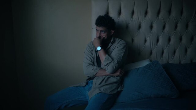 Stressed desperate man experiencing insomnia and anxiety