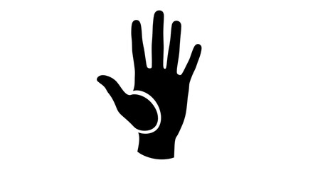 Fototapeta premium Silhouette of a hand showing four fingers up, isolated on white background