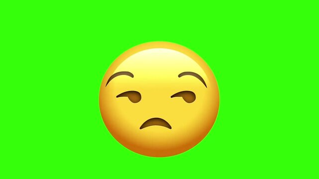 3D Animated Unamused Face Emoji with Side Eye (Green Screen)